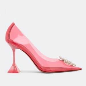 Amina Muaddi Pink Heels with Crystal Embellishment